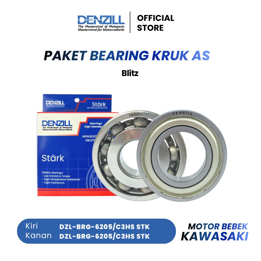 DENZILL PAKET BEARING KRUK AS KAWASAKI BLITZ | 6205/C3HS STK + 6205/C3HS STK | LAHER KRUK AS MESIN