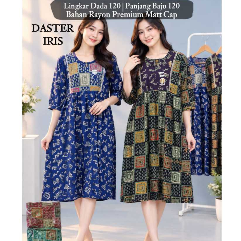 Daster Iris Batik Cap Aan Rayon Premium Tebal Halus Lembut Dingin Baju Tidur Dewasa