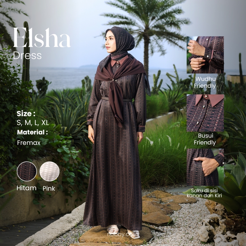 Nobby Elsha Dress Gamis Wanita Motif A Line Bahan Freemax