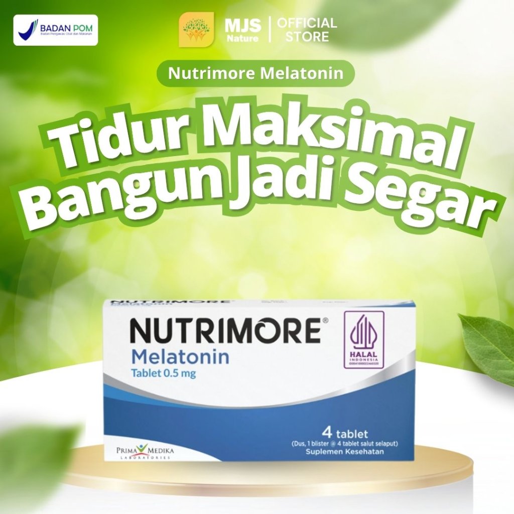 Nutrimore Melatonin 0.5 mg Suplemen Tidur Insomnia Jet Lag Ampuh Mengatur Jam Tidur Lelap Alami Seha