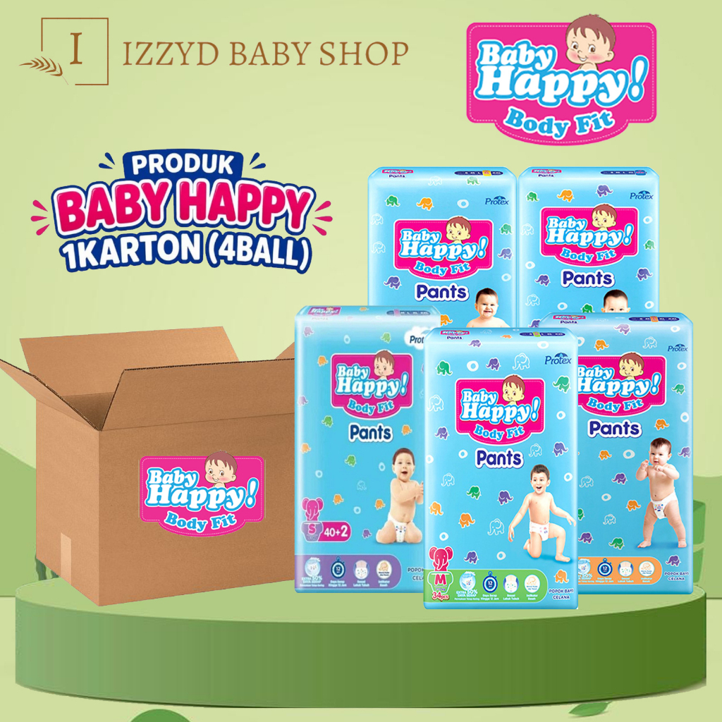 Baby Happy fit pants S40 / S56 / M32 / M48 / L30 / L42 / XL26 / XL38 / XXL24 / XXL34 popok celana ba