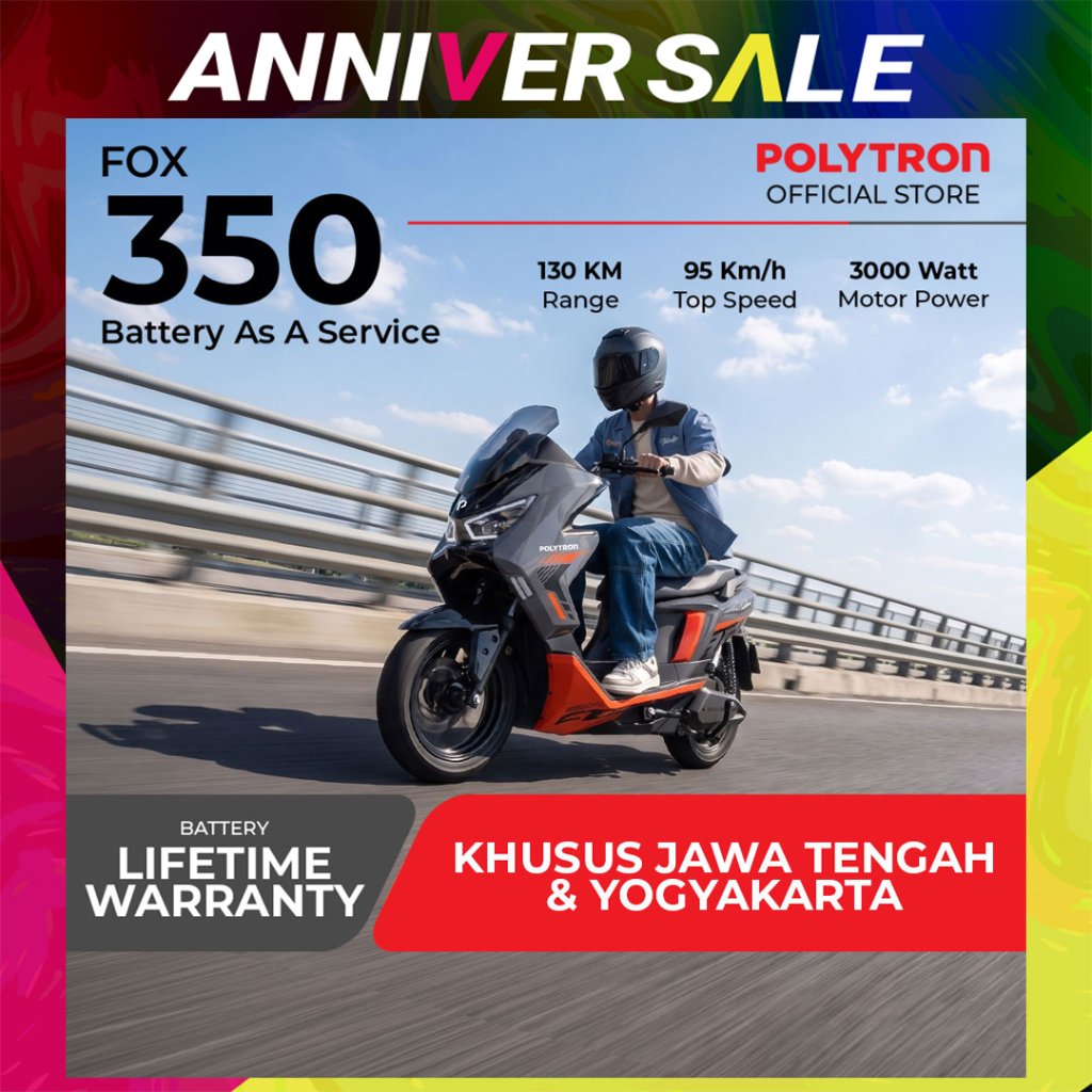 Polytron Fox 350 - Battery as Service - Electric Sepeda Motor Listrik - OTR Jawa Tengah & Yogyakarta