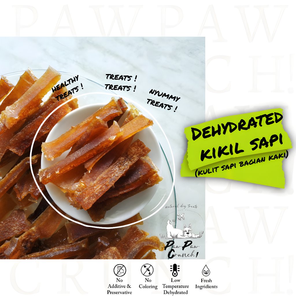PawPaw Crunch Dehydrated Kikil Sapi / Kulit Sapi Kering/ Dehydrated Treats / Kikil Sapi Kering / Cem