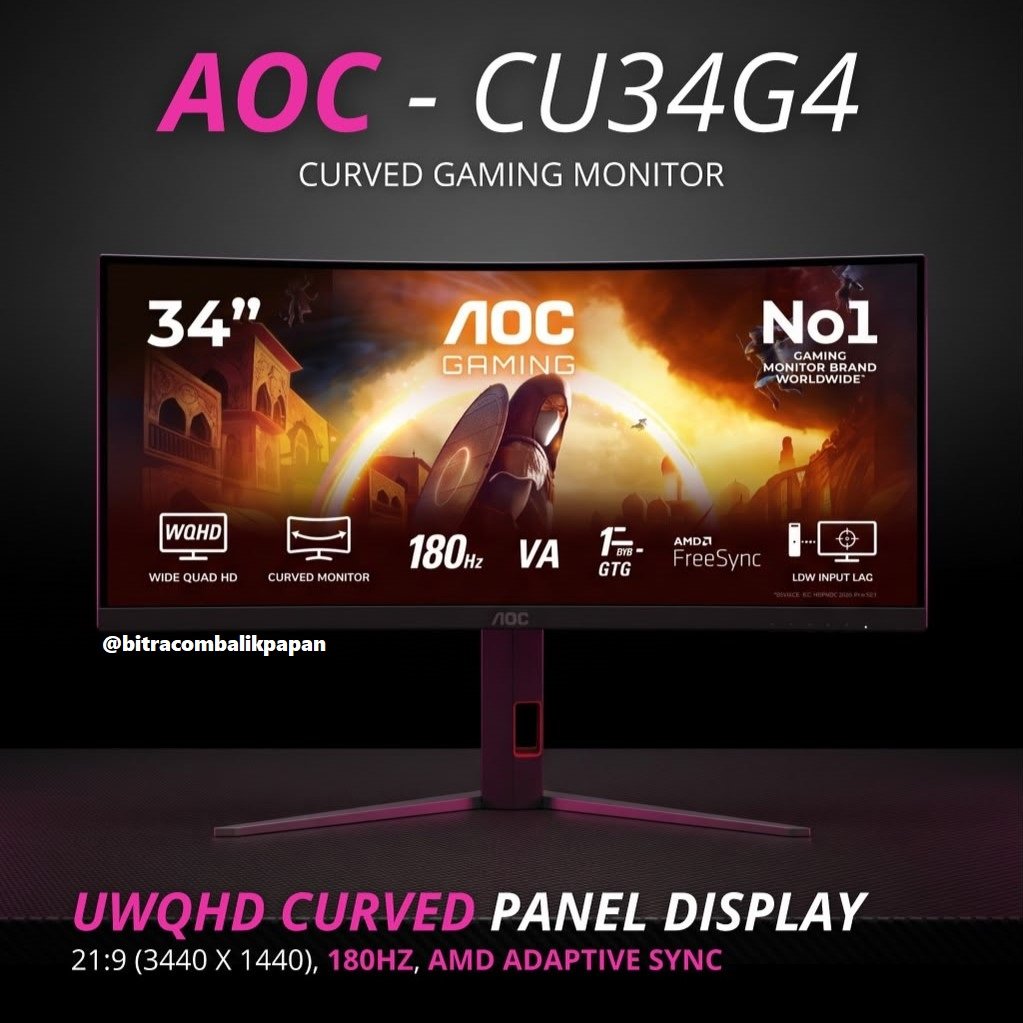 Monitor Gaming AOC - CU34G4 curved - LED Monitor 34" WQHD 180Hz