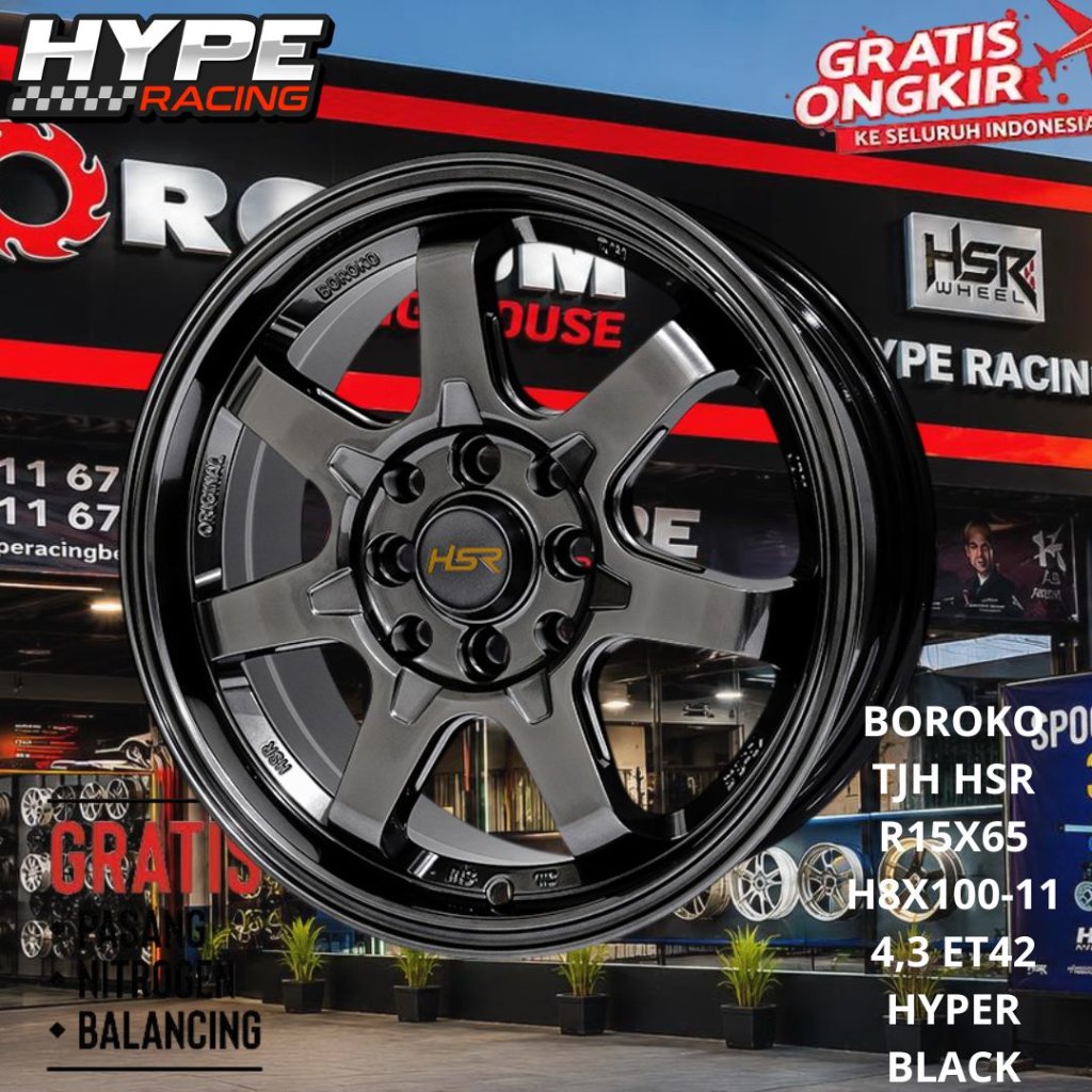 Racing Velg Te37 Boroko Tjh R15 Cocok Agya, Brio, SIgra, Avanza Baut 8