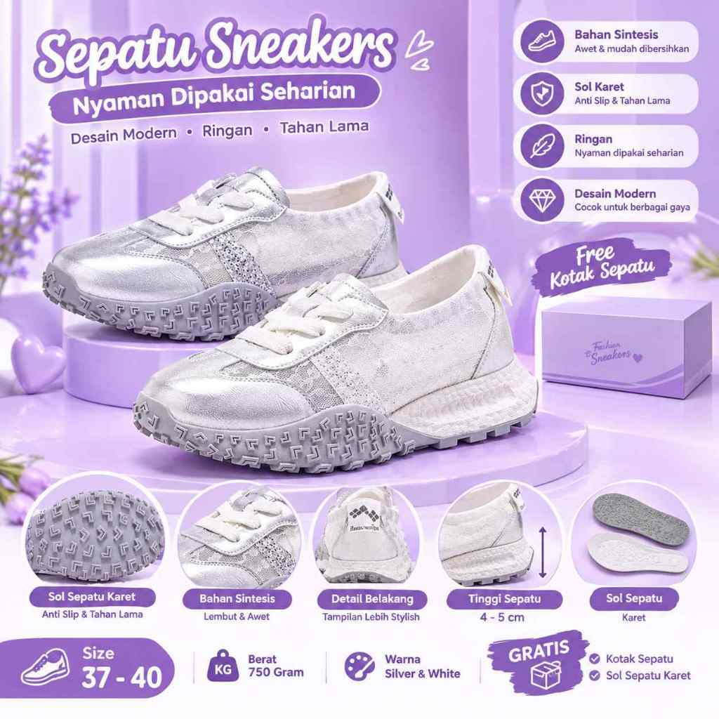 Winbag Sepatu Free Boxes Sepatu Wanita Fashion Sneaker Model Terbaru Fion