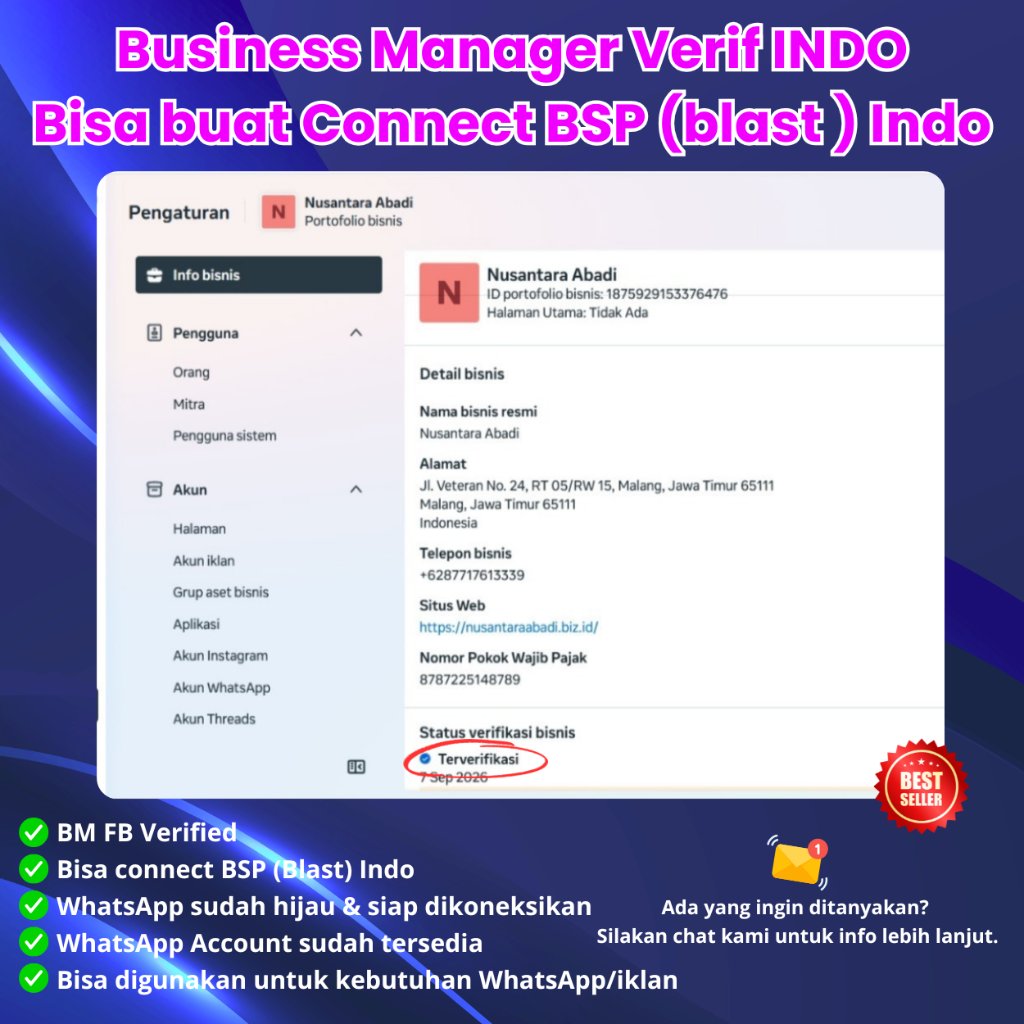 Business Manager Verif Indo Whatsapp Api