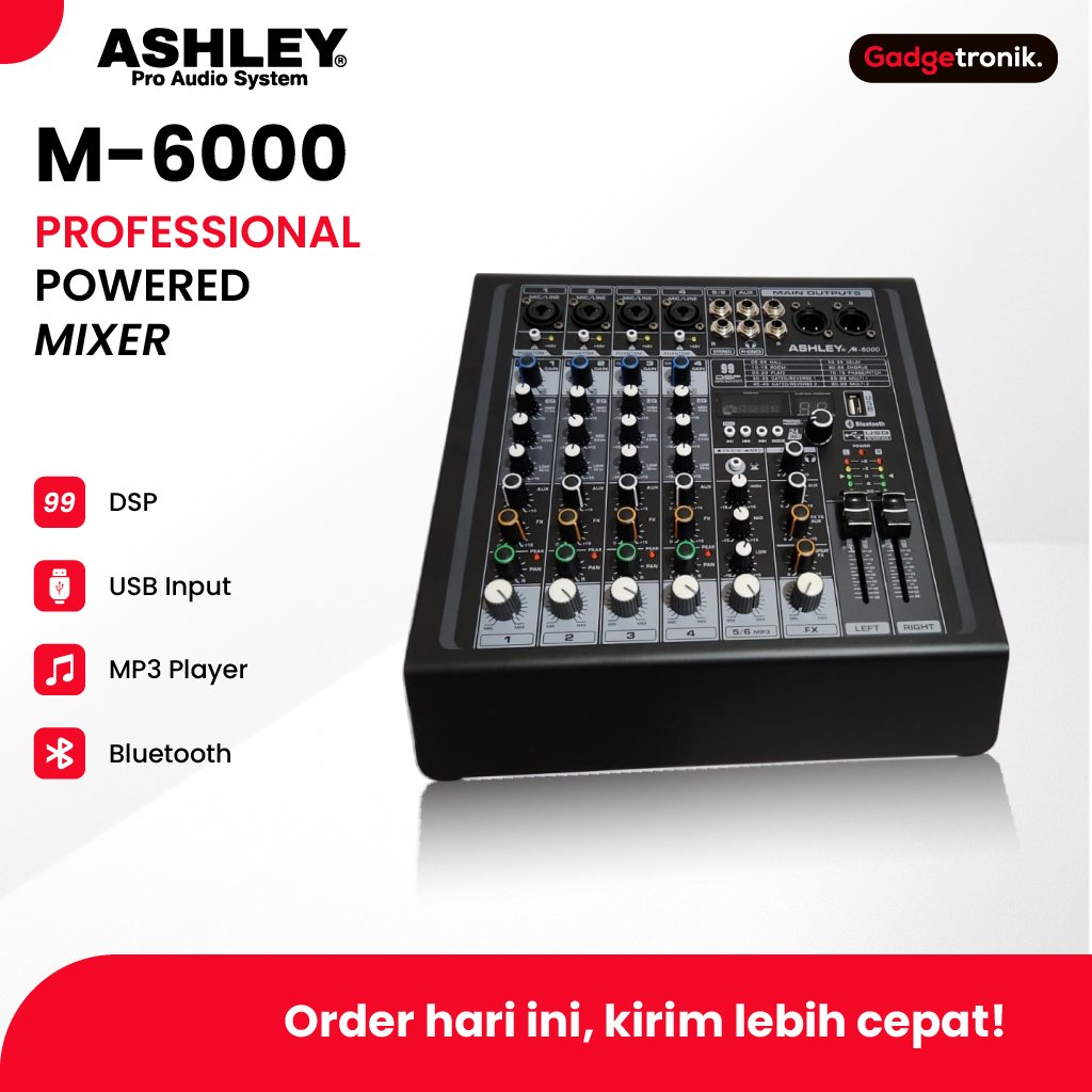 ASHLEY POWER MIXER M-6000 6CH 2X250W ORIGINAL / POWER MIXER ASLEY M 6000 6CHANNEL 2X250 WATT / POWER