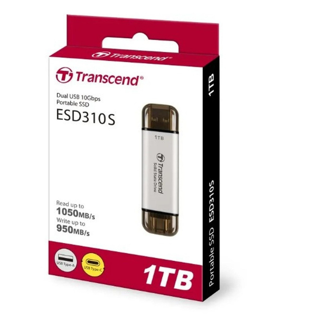 Transcend ESD310S 1TB Portable SSD USB 3.2 - Silver / SSD 1TB