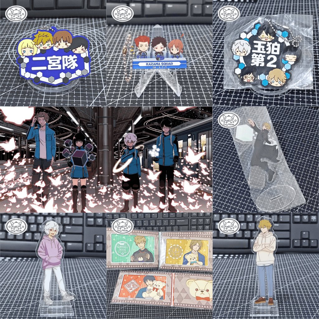 [UP] World Trigger Official Merch Photocard Set Acrylic Rubber Keychain Badge Yuma Hyuse Oki Oji Inu