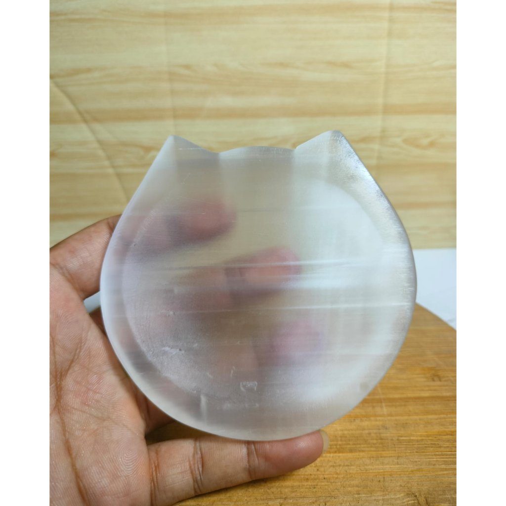 Batu Natural Carving Selenite Cat Bowl for Decoration (5)