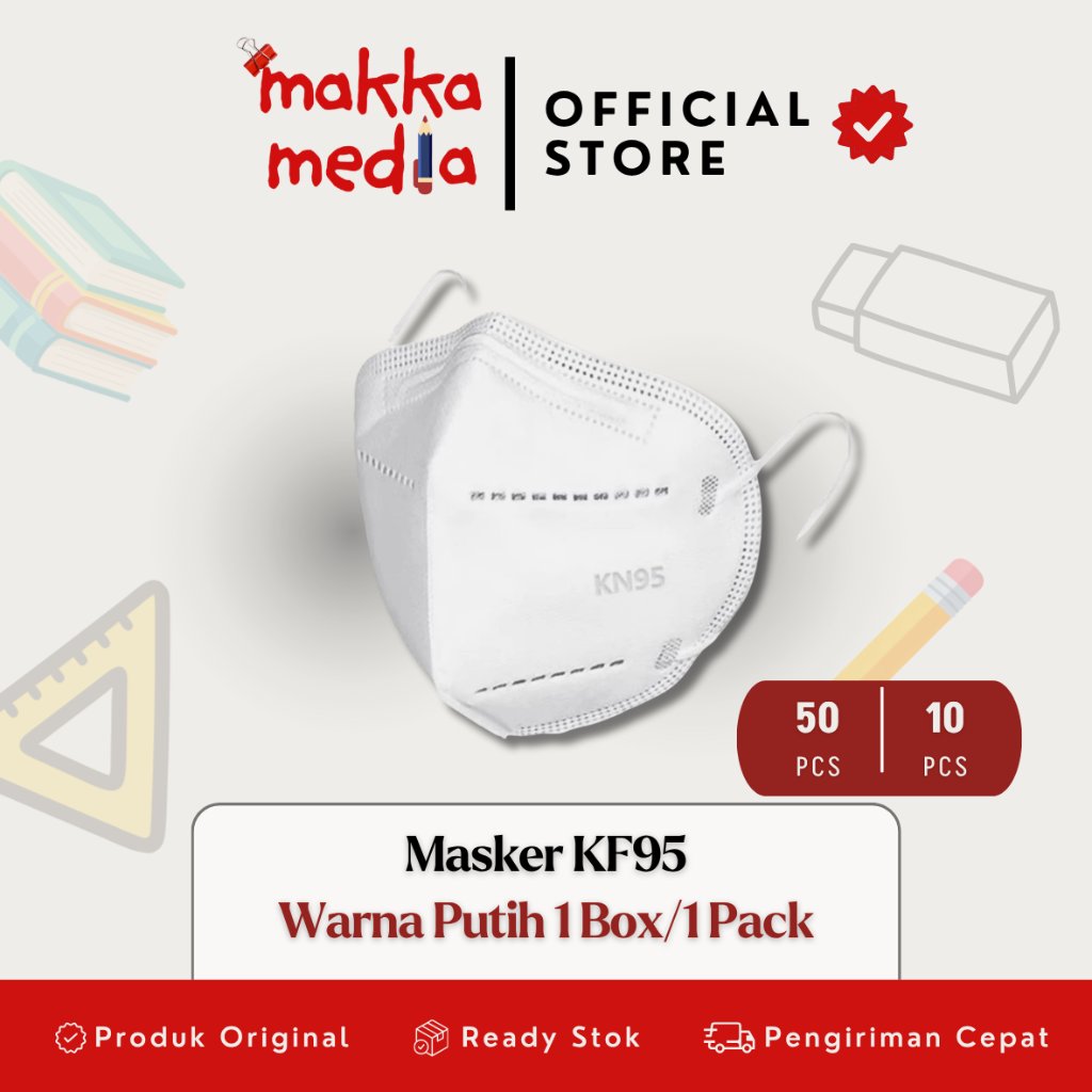 Masker KF95/KN95 Warna Putih 1 Box 50 PCS | 1 Pack 10 PCS