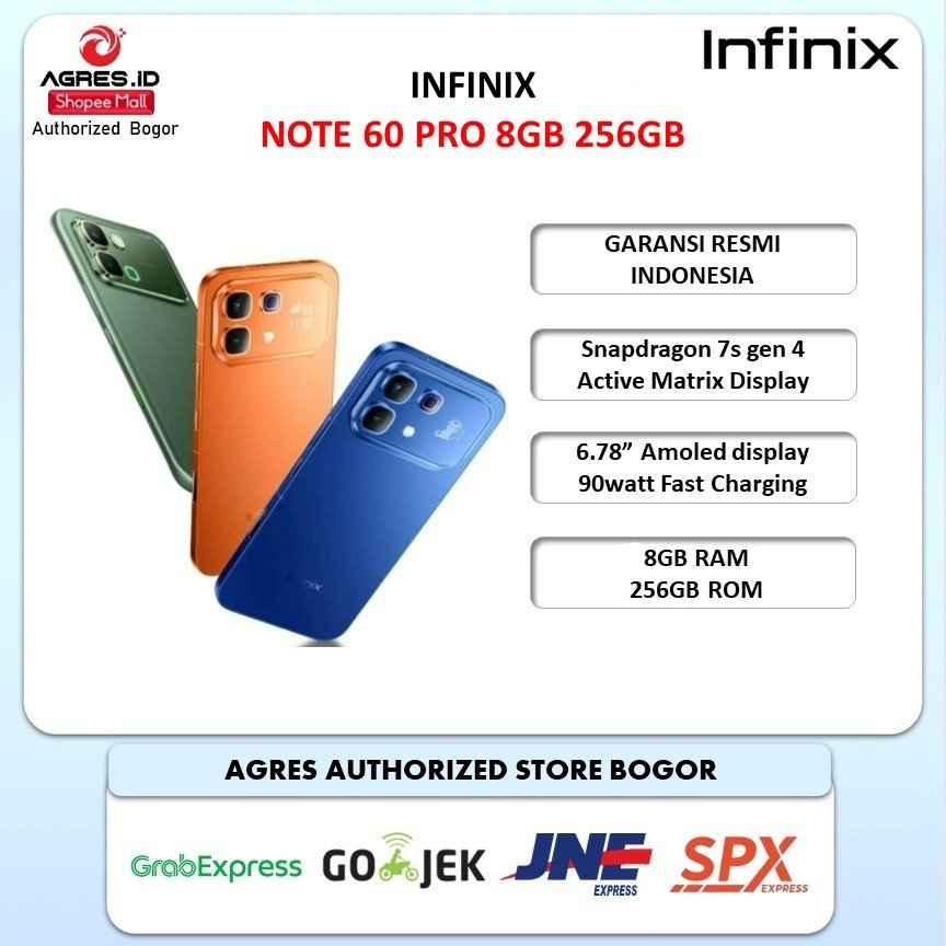 HP INFINIX NOTE 60 PRO 8GB 256GB Snapdragon 7s gen 4 Layar AMOLED 6.78 GARANSI RESMI