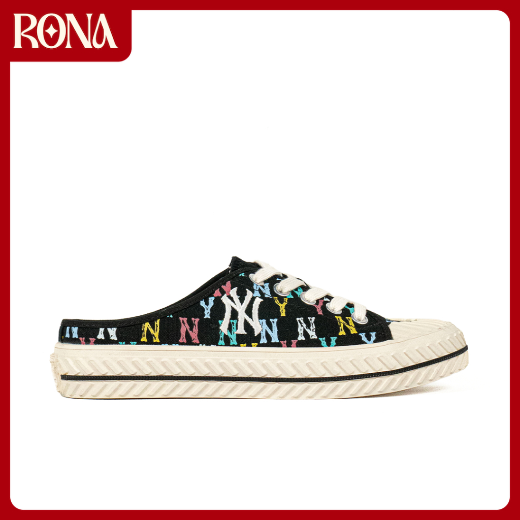 RONA Shoes - Sepatu Korea MLB Playball Mule Monogram Black Rainbow Sneakers Casual Outdoor Indoor Au