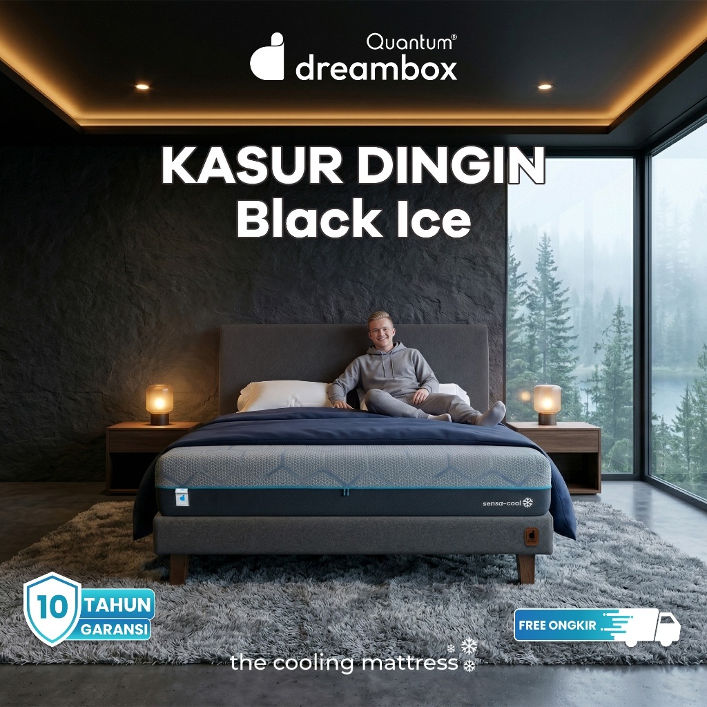 Kasur Dingin Quantum Dreambox SensaCool Black ICE 2X Cooler | Charcoal Memory Foam | Cooling Mattres