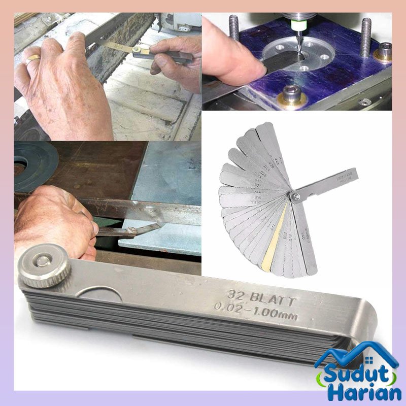 Feeler Gauge 32 Blades Metric Imperial Combination Setelan Klep Alat Ukur Celah Gapped Filler Feeler