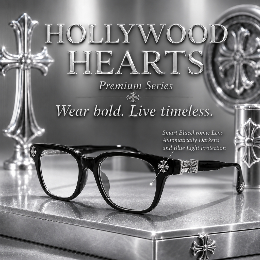 Hype Vision - Kacamata Bluechromic HOLLYWOOD HEARTS HV-89378 Pria Wanita Optik Chrome Anti Radiasi