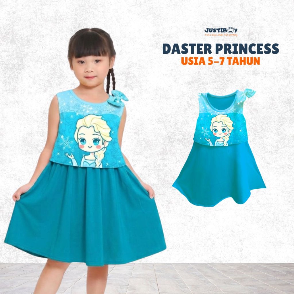 Dress Baju Anak Perempuan Princess Imut Full Printing Umur 2 - 6 Tahun [TINA]