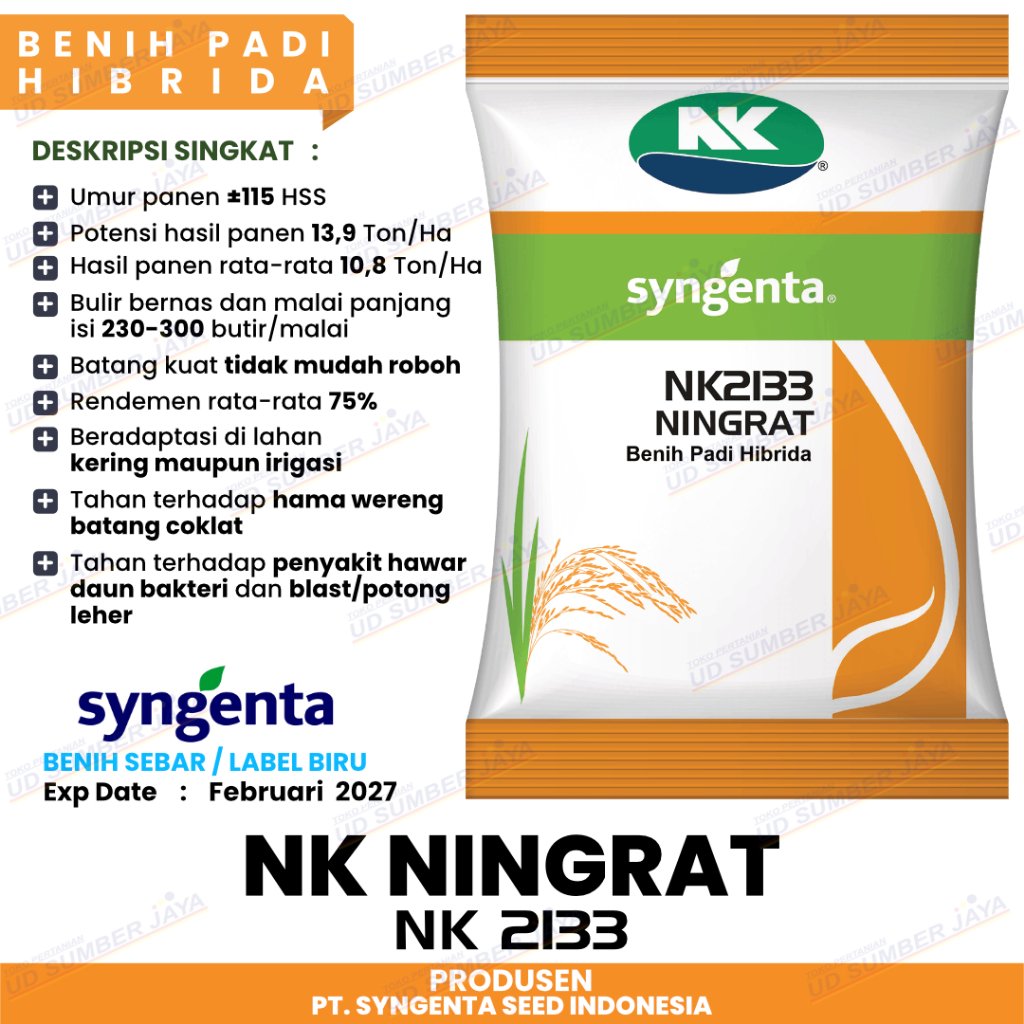 Benih Padi Hibrida Syngenta NK2133 NINGRAT Benih Sebar Label Biru