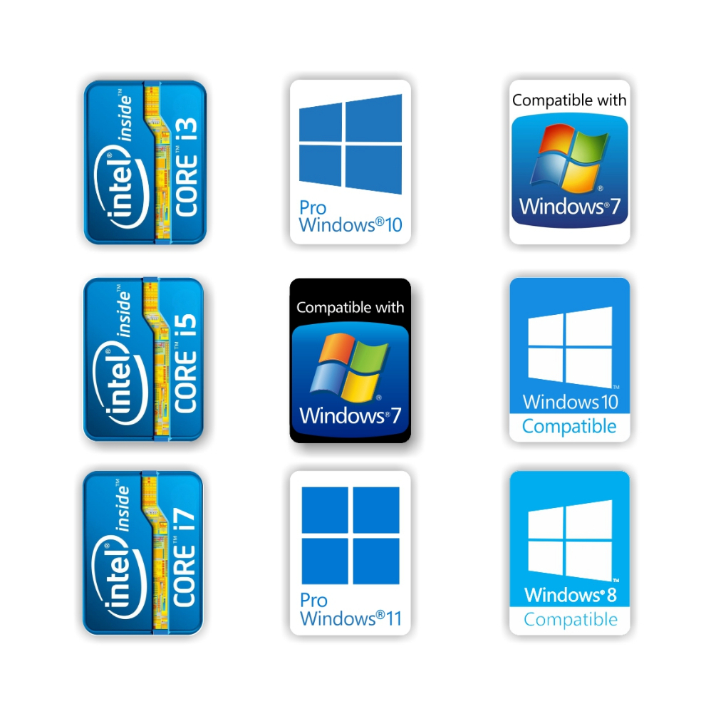 Stiker Logo Windows dan Intel Core i3 i5 i7 Untuk Laptop atau PC Komputer