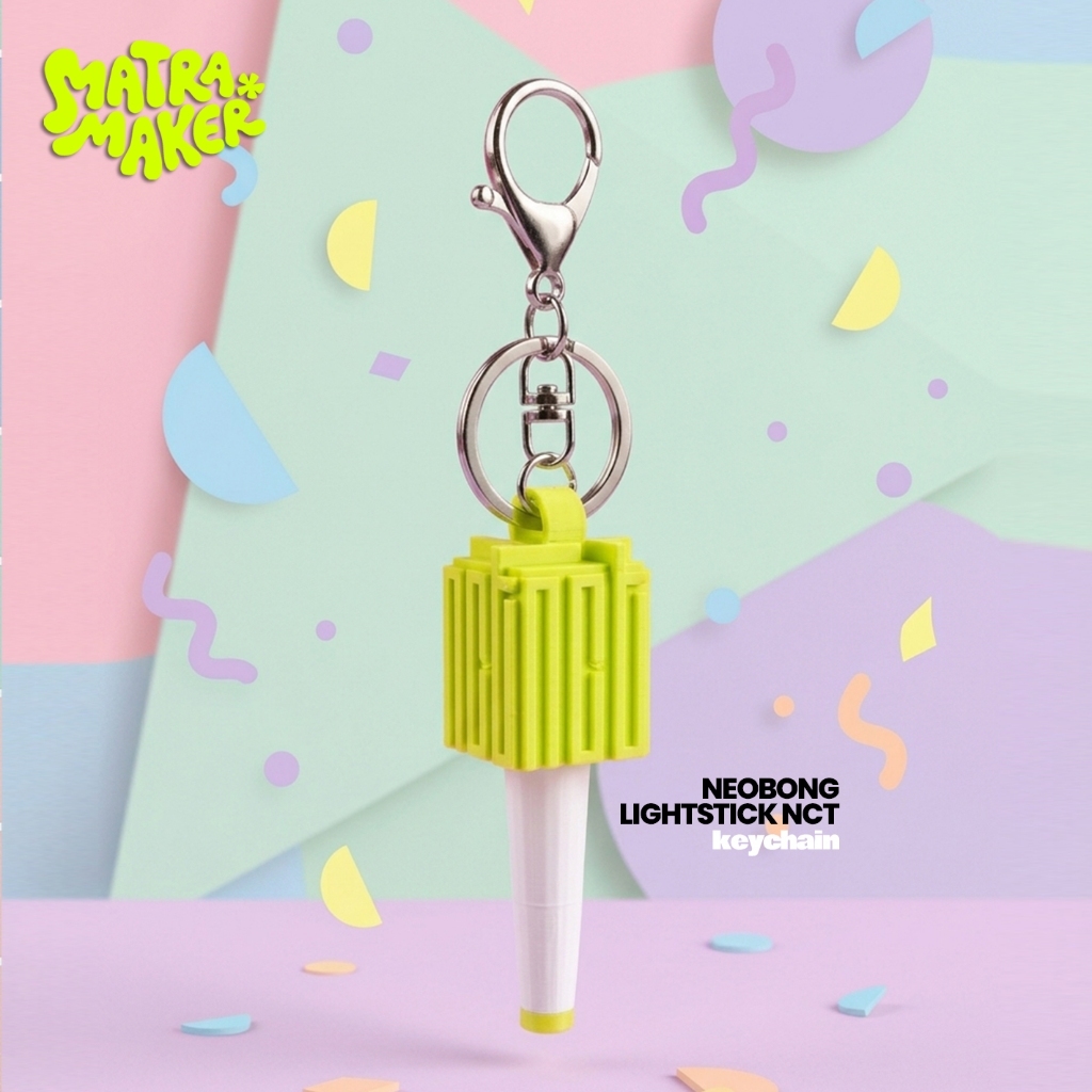 NCT Neobong Mini Lighstick Keyring - Gantungan Kunci Lightstick NCT Neon Green & White untuk Tas dan