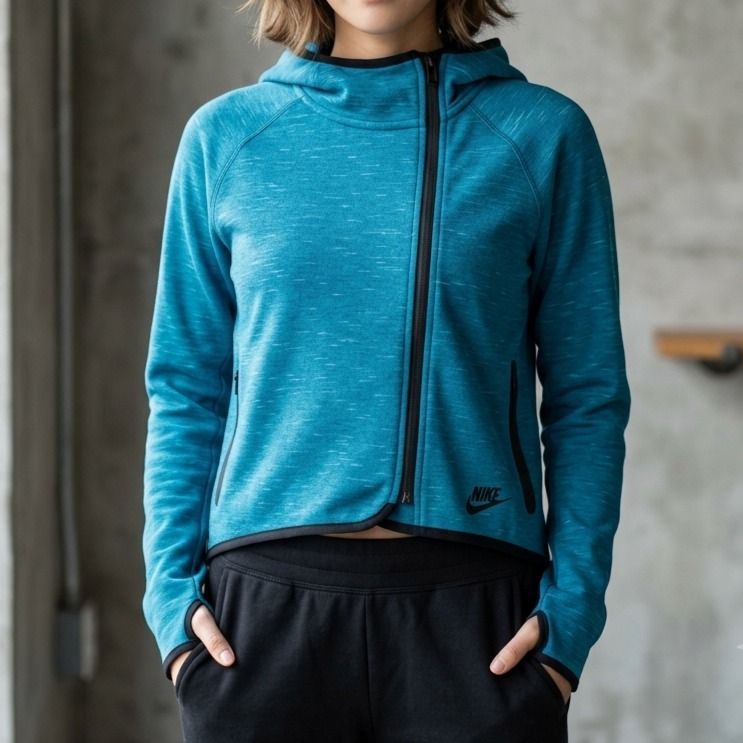 NIKE Tech Fleece Asymmetrical Cropped Hi-Low Zip Hoodie Second Preloved