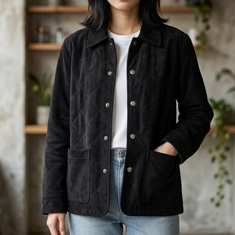 UNIQLO Faux Suede Diamond Quilted Field Jacket Second Preloved