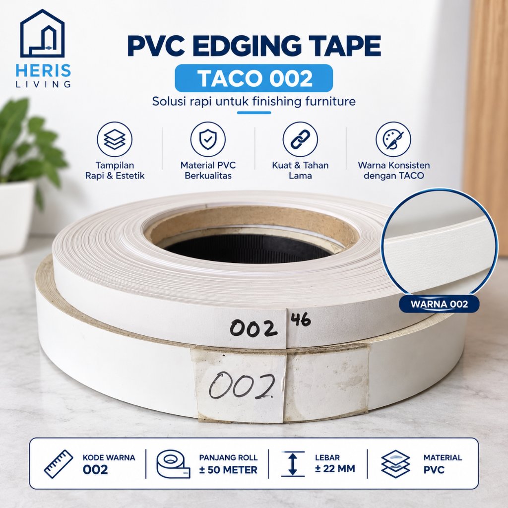 TACO Edging Putih Doff Pelapis Pinggir Meja Ukuran 22/1mm 42/1mm
