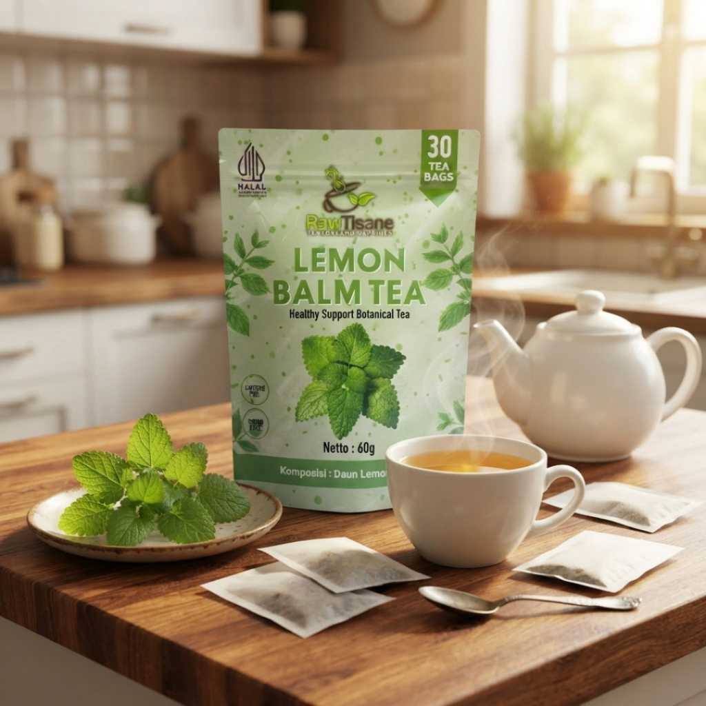 RAW TISANE Teh Daun Lemon Balm | Lemon Balm Tea | Sari Segar Lemon Balm Rileks Isi 30 Kantong