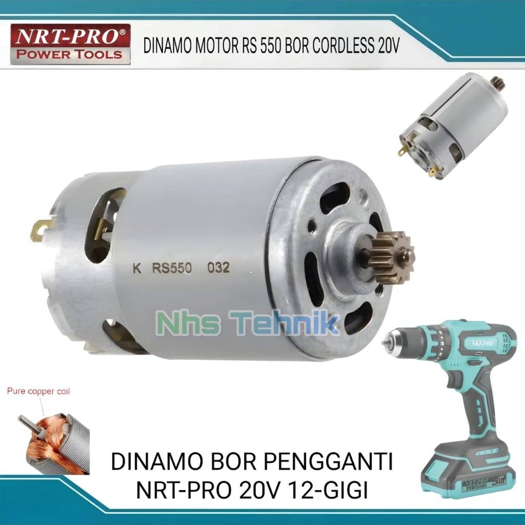 Dinamo Bor Cordless NRT PRO340 Ryu Xenon 20v Dinamo Bor Baterai 12gigi