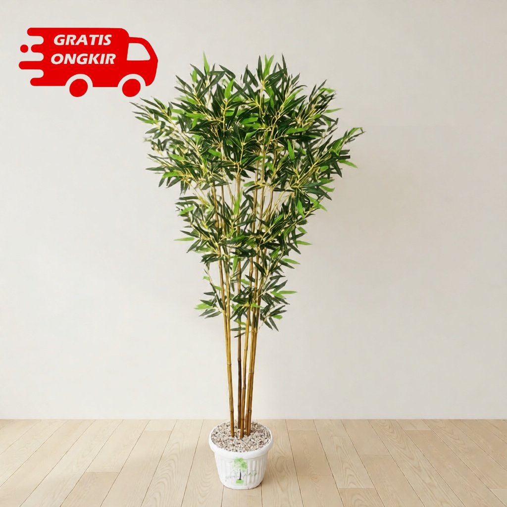 Pohon bambu 6 batang artificial Bambu cendani asli Pohon hias ruangtamu Tanaman artificial pohon pot
