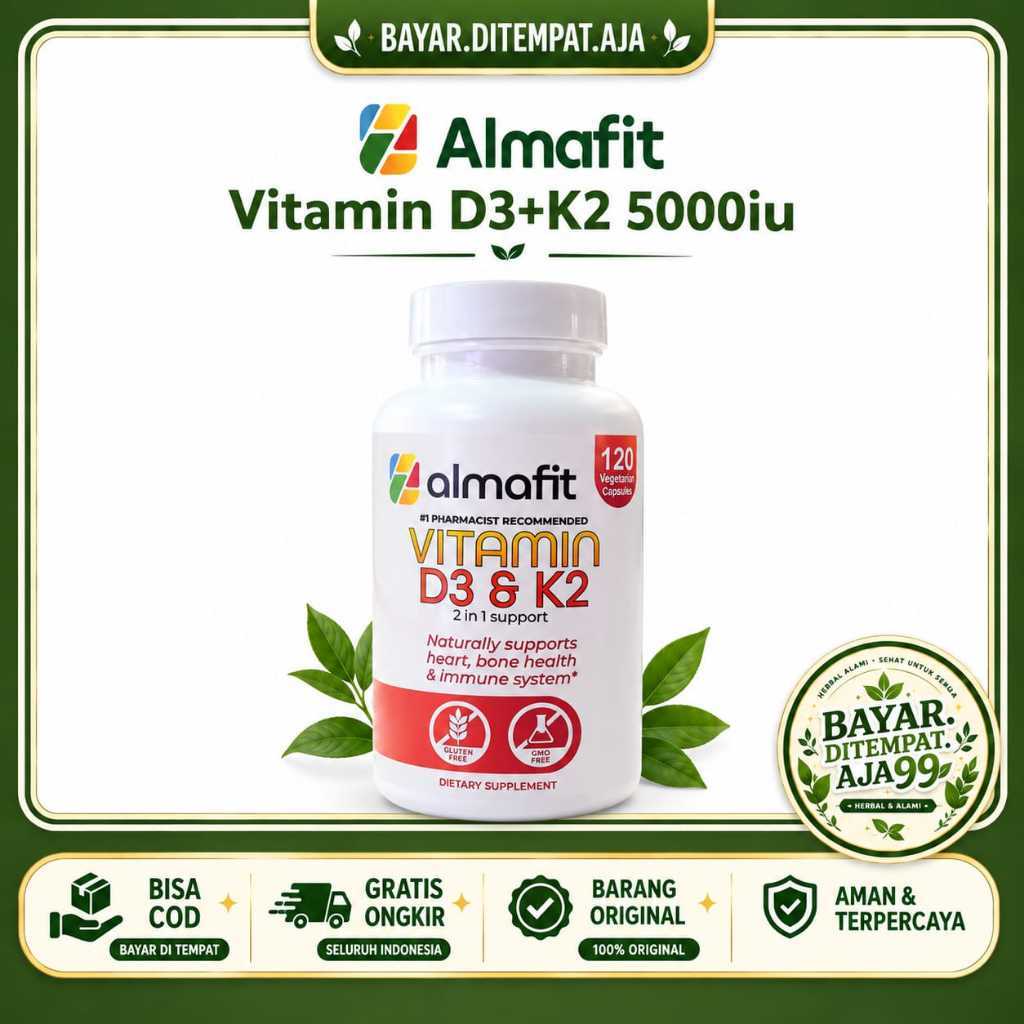 ALMAFIT VITAMIN D3 + K2 5000 iu 120 Capsule 2 In 1 Support Naturally Supports
