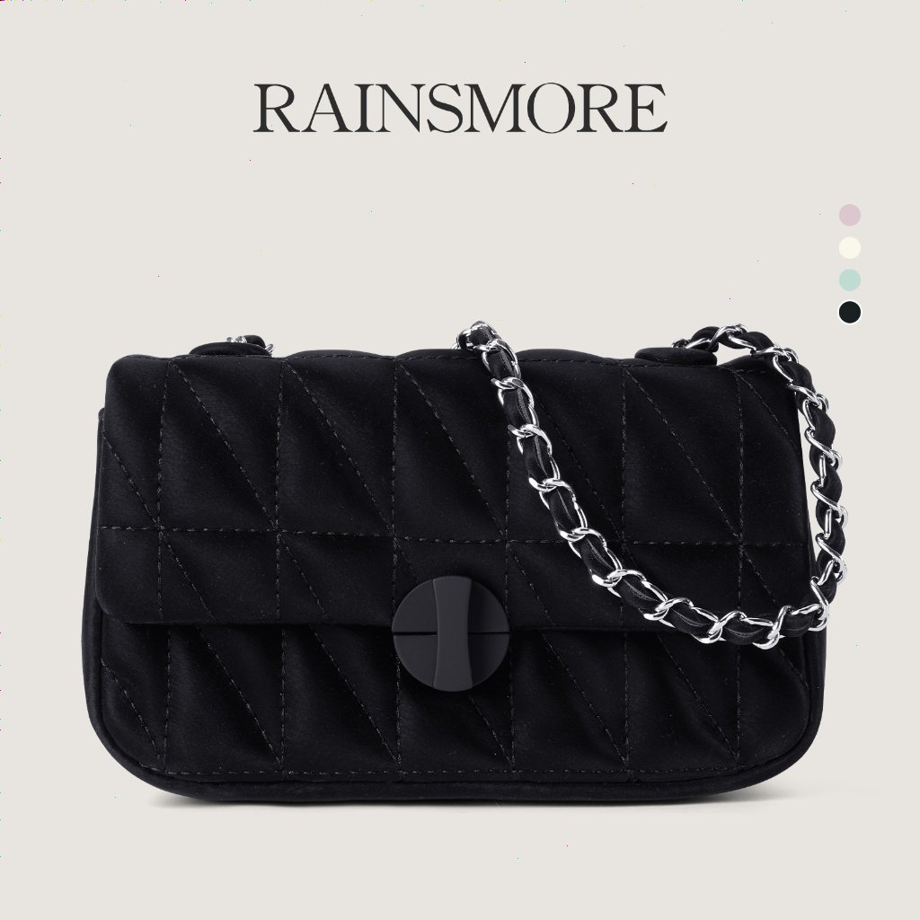 RAINSMORE Tas Wanita Mewah - Kotak Kecil Rantai, Model Baru Bisa Selempang & Disandang