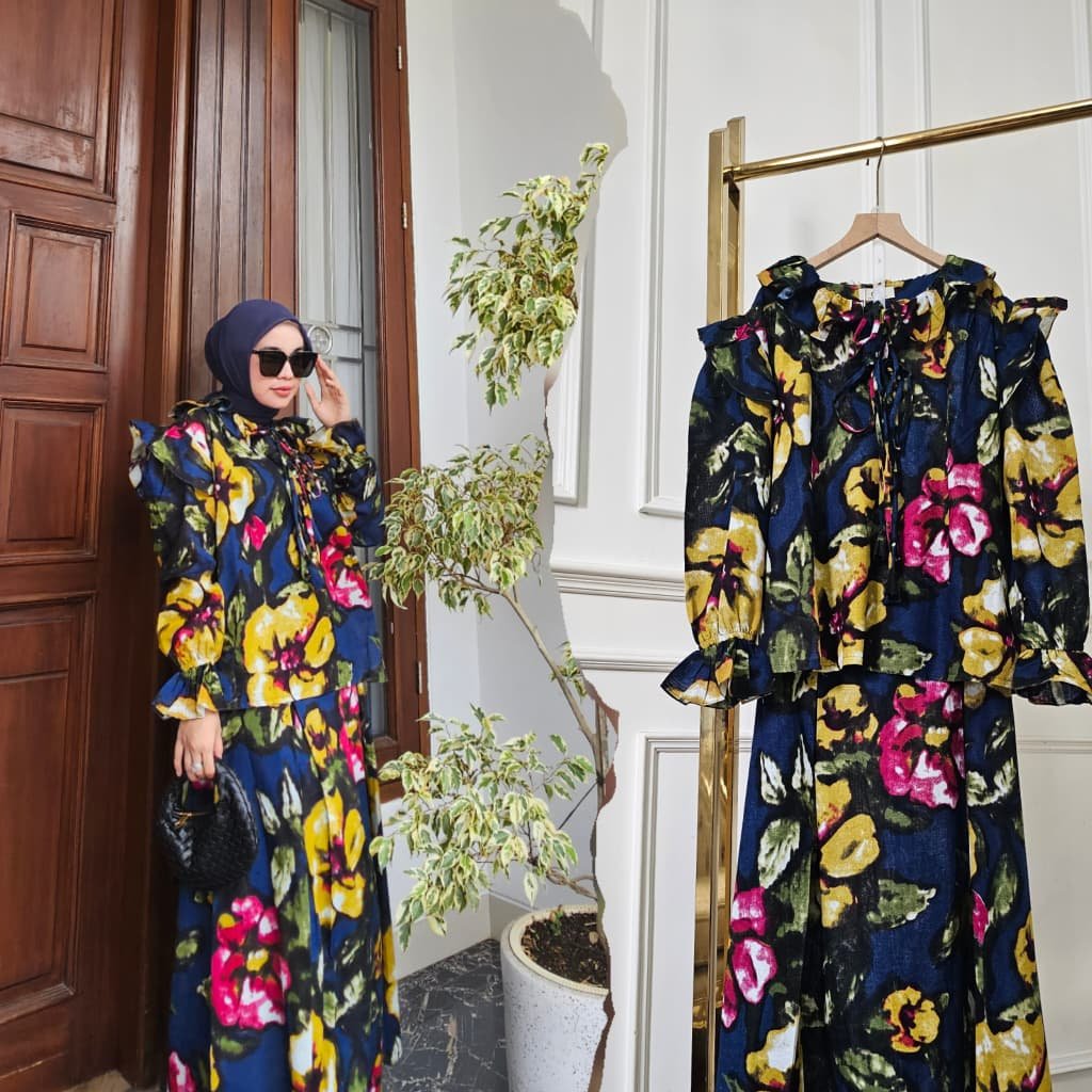 Neona one set  by Mona Syari ME setelan rok premium setrok lucu mewah HQ