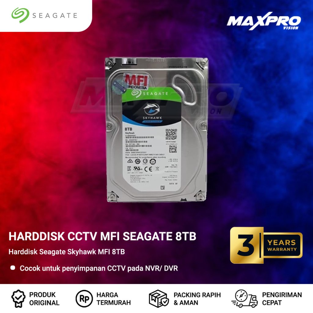 SEAGATE - HDD SEAGATE SKYHAWK 8TB GARANSI 3 TAHUN