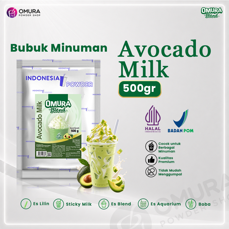 OMURA Bubuk Minuman Premium Rasa Alpukat / Avocado Milk 500 Gram Halal & BPOM Blend Powder Drink