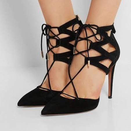 ( Preloved ) Tony Bianco Aquazzura Belgravia lookalike Suede Lace Pumps Shoes // Sepatu Wanita
