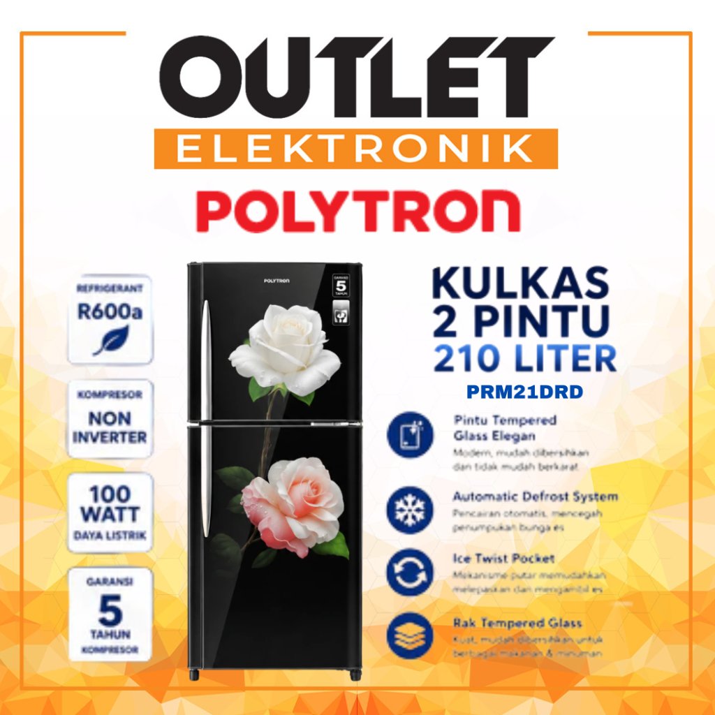 Polytron Kulkas 2 Pintu 210L PRM 21DRD / PRM 21 DRD / PRM21DRD 210 Liter