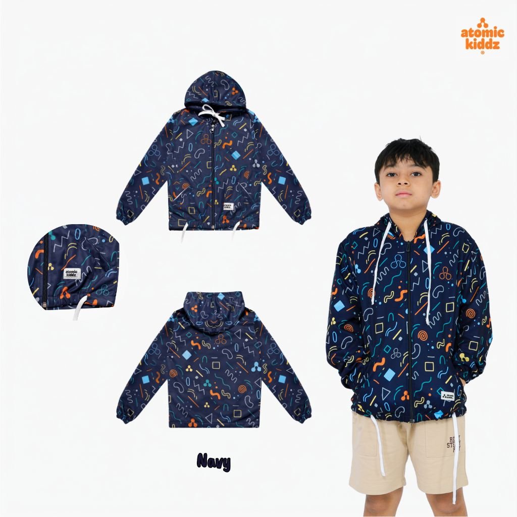 Atomic Kiddz Jaket Sublim Anak 1-12 Tahun  - Linoz Navy Puring & Non Puring