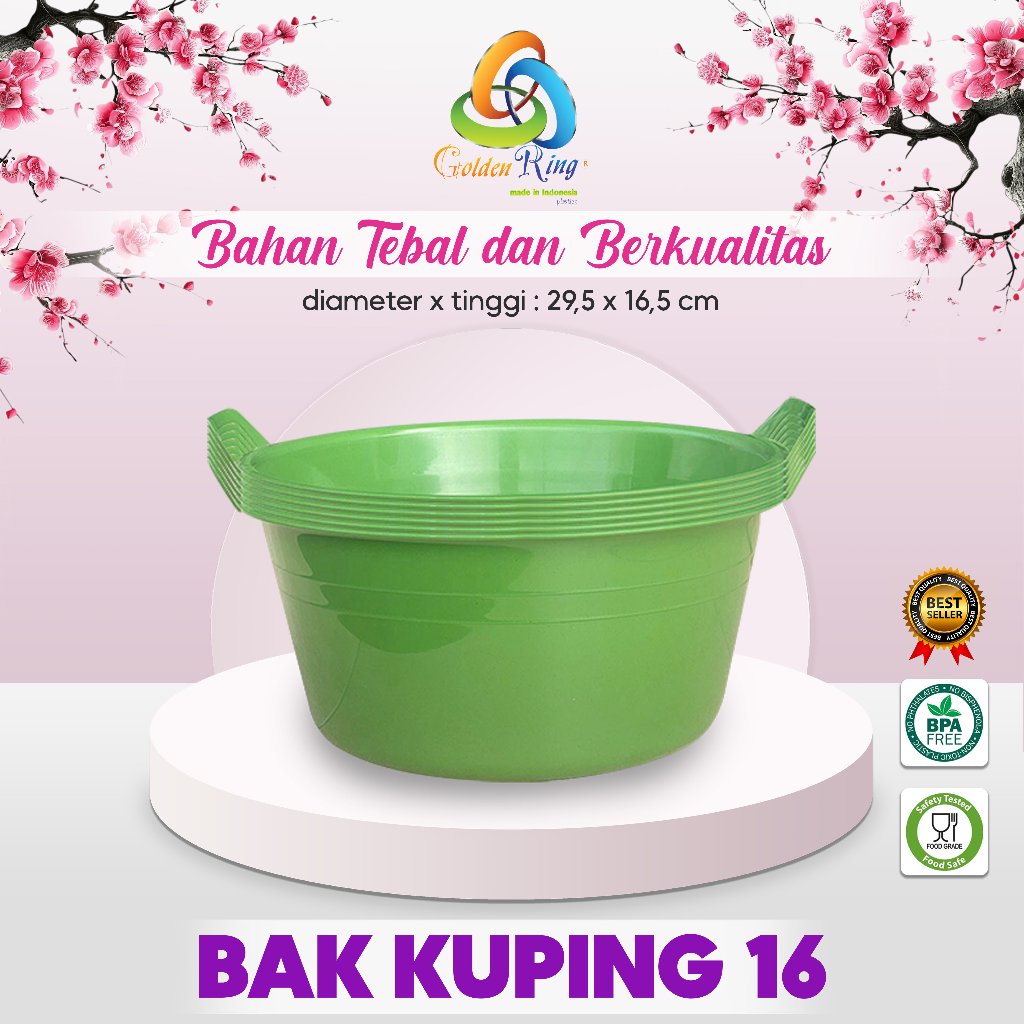 BAK KUPING 16/BASKOM JUMBO/ BASKOM HAJATAN/ BAK PLASTIK / BAK AIR ANTI PECAH / HIJAU