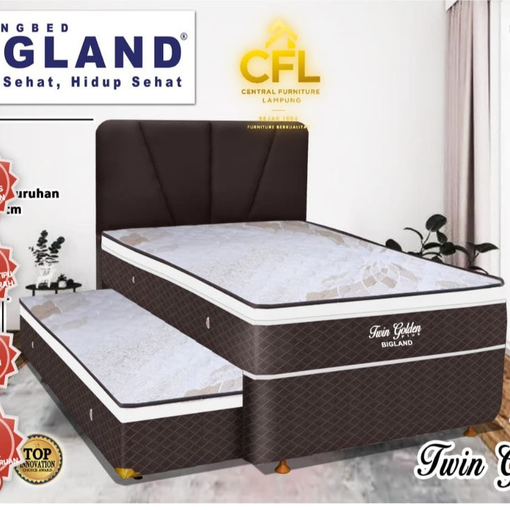 CENTRAL - SORONG 2 IN 1 BIGLAND GOLDEN PLUS / TEMPAT TIDUR ANAK SORONG BIGLAND / SPRINGBED ANAK 2 IN