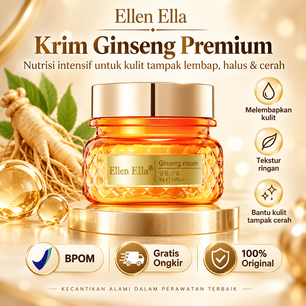 ELLEN ELLA Krim Ginseng Korea 30g Anti Aging Pencerah Wajah Pelembab Mencerahkan Kusam & Keriput