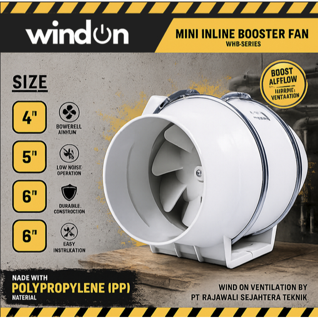 Inline Duct Booster Fan 8 Inch 540 CMH – Kipas Ventilasi Extractor Plastik 8"