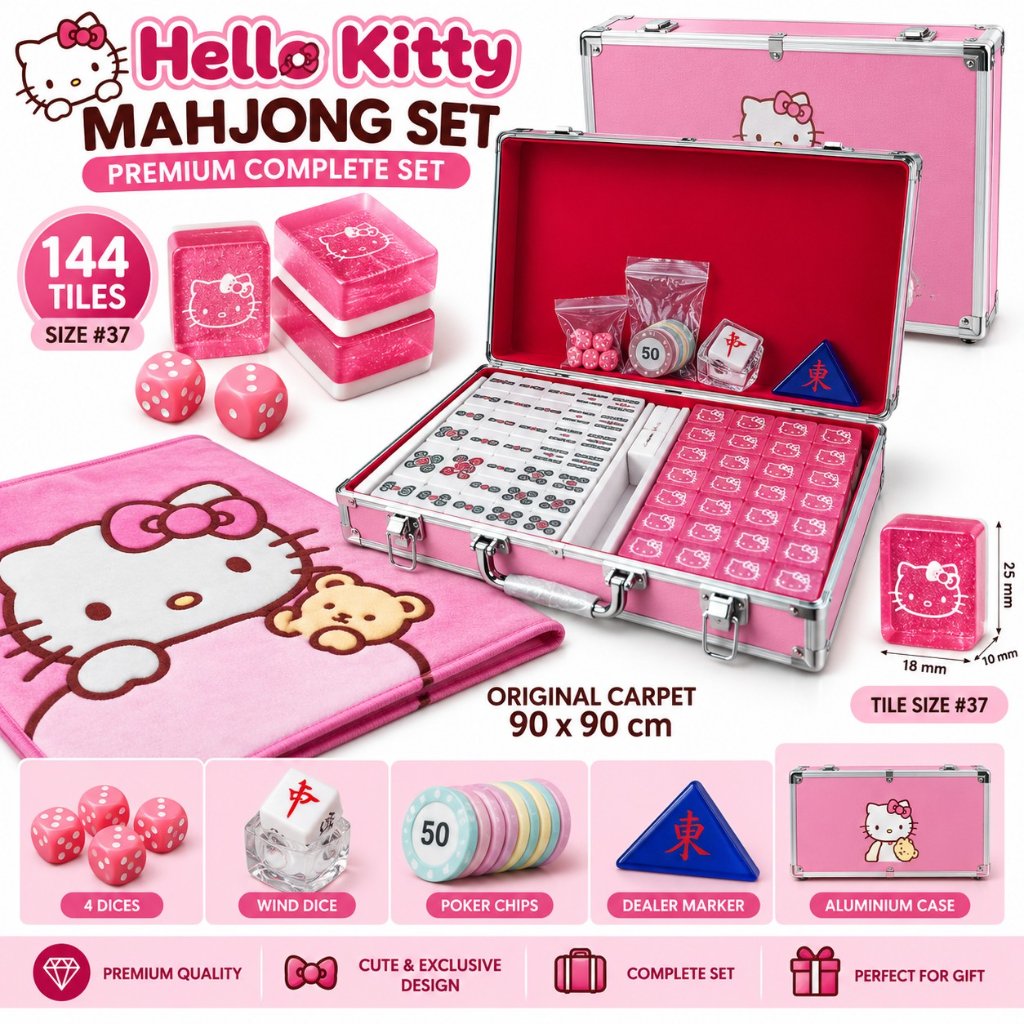 READY Mahjong Set Golden Glitter Tiles Besar Mahjong Tile Bagus Premium Biji Majong Murah Grosir