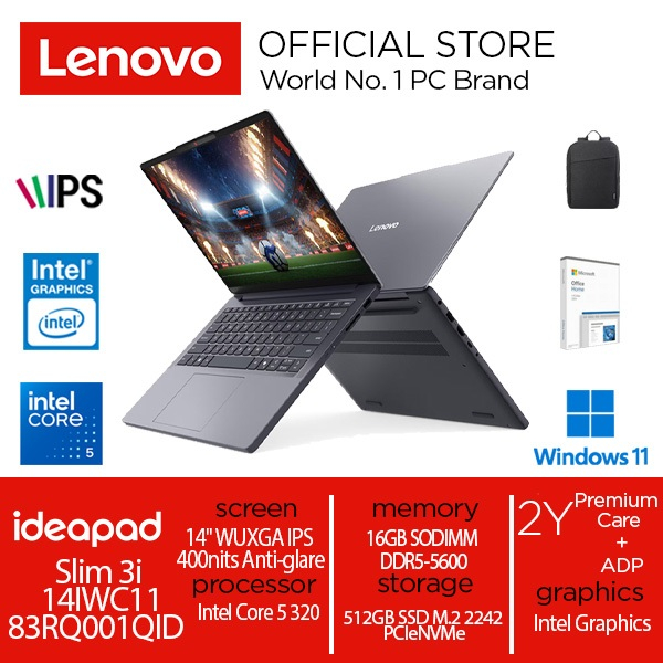 Lenovo IdeaPad Slim 3i 14IWC11 1PID Core 5 320 16GB 512GB 14" W11+M365+OH2024