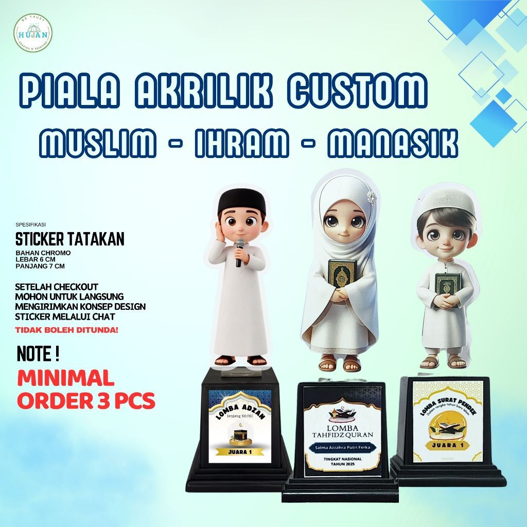 PIALA AKRILIK MUSLIM RAMADHAN/LOMBA ADZAN,TAHFIDZ, TILAWAH, DLL NO MIKA