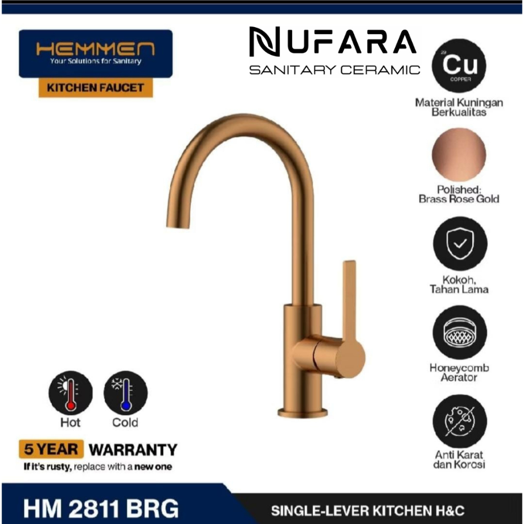 SINGLE LEVER H&C - HM 2811 KRAN/KERAN AIR WASTAFEL DAPUR PANAS DINGIN