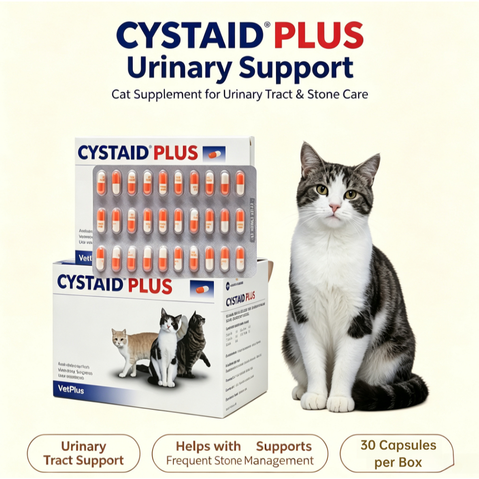 1 BOX (30 Capsules) Cystaid Plus VetPlus Obat Kencing Kucing Jantan Urinary Tract Supplement Cat Kuc
