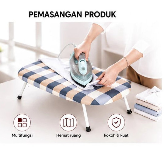 Meja Setrika Travel Mini Oval - Meja Setrika Lipat Model Duduk - Papan Setrika Lipat Kecil