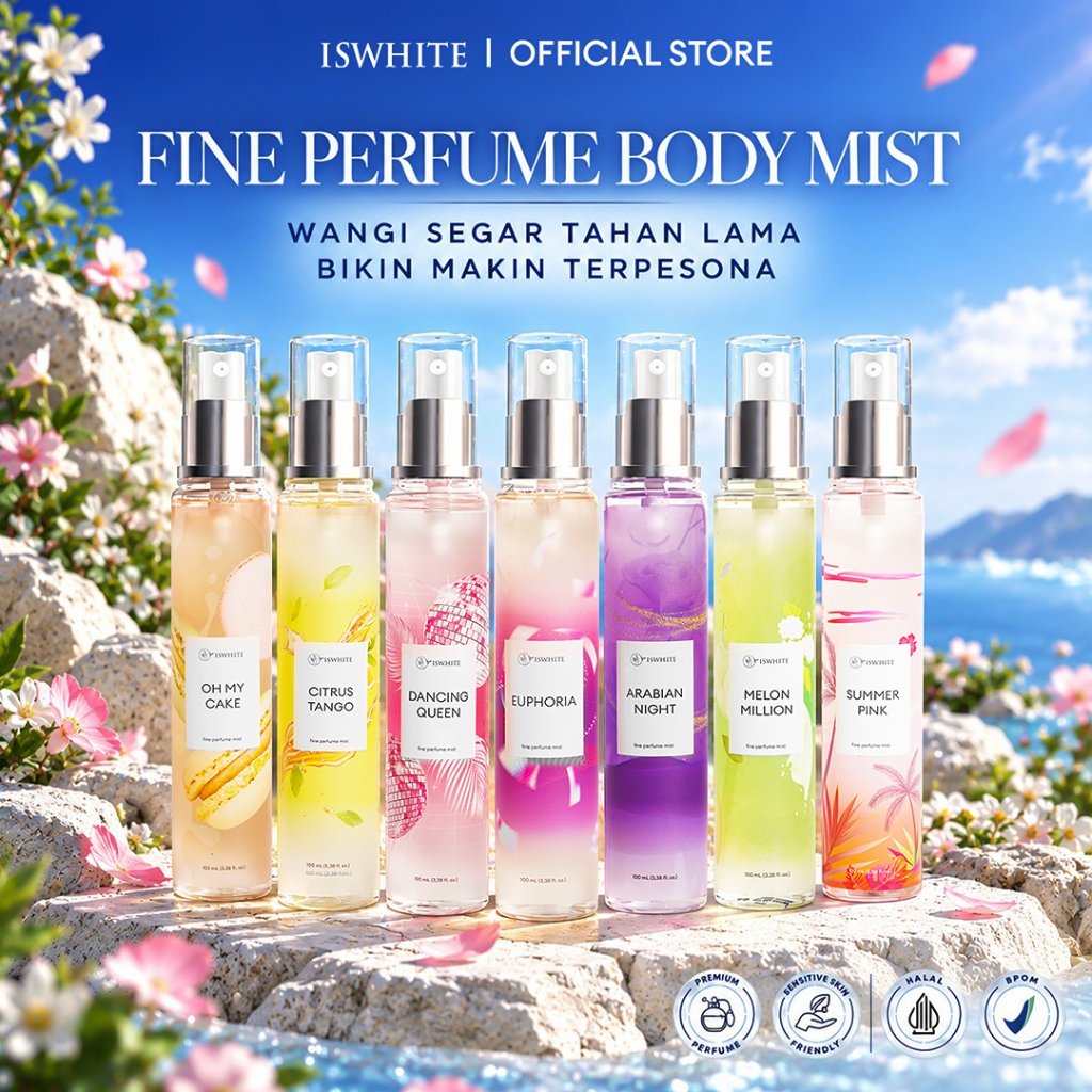 ISWHITE Fine Perfume Body Mist Tahan Lama 100ml - Parfume Floral Parfum Fruty Parfum Wangi Parfum Un